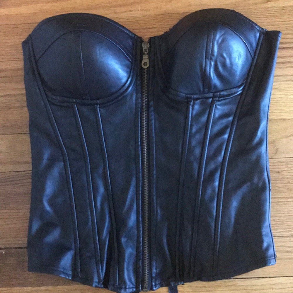 Rue 21 black pleather corset